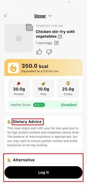 choose logit on food tracker