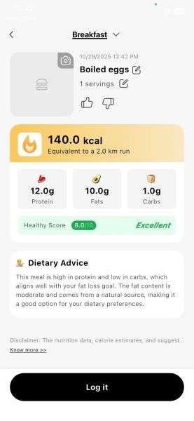 get detailed calorie count
