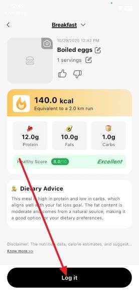 review calories count in a lunch