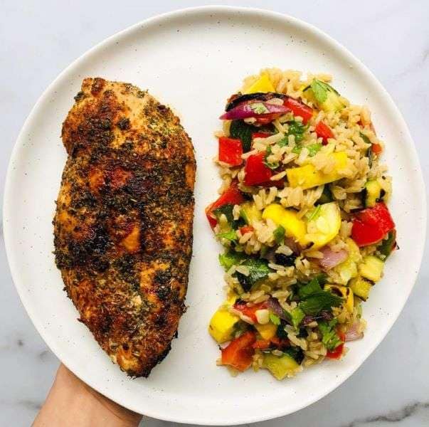 chicken and veggies lunch