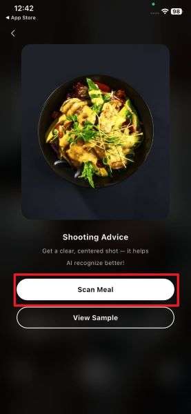 press the scan meal button