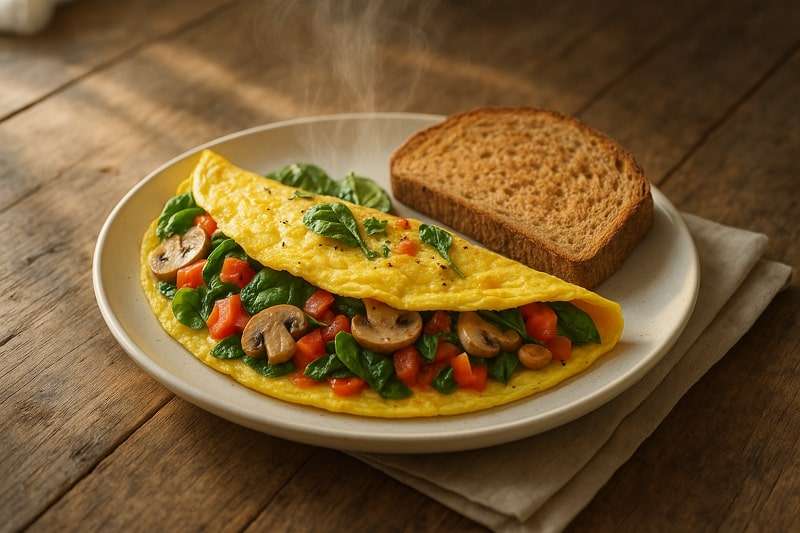 vegetable omelet with bread meal