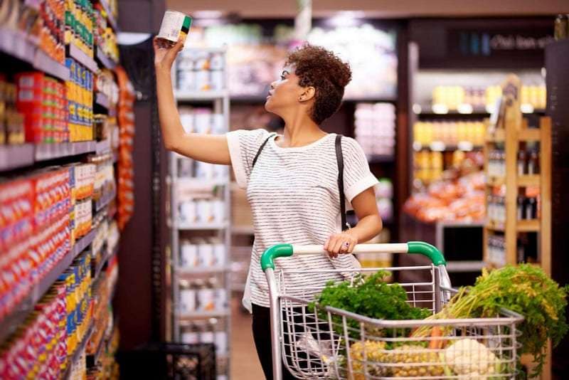 grocery shopping and walking