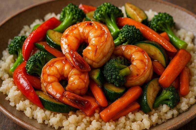 shrimp and vegetable plate