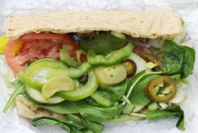 veggie delite sandwich low cal takeaway