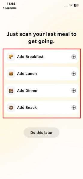 categories the meal on app
