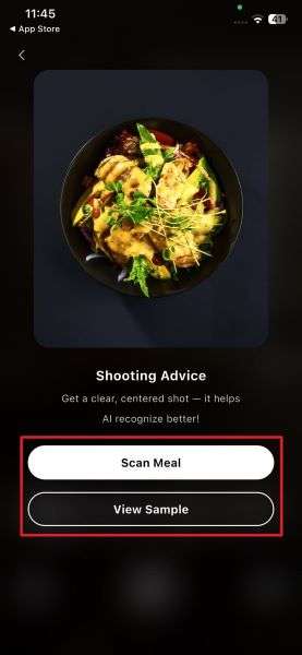 choose to scan meal or sample