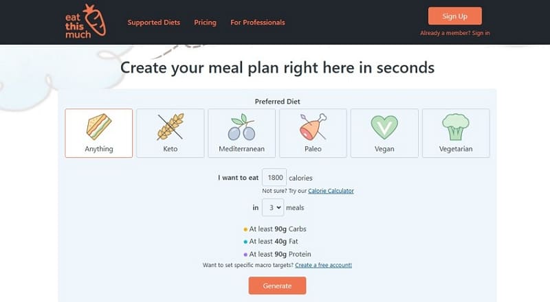 eat this much meal planner
