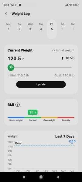 monitor your weight chart