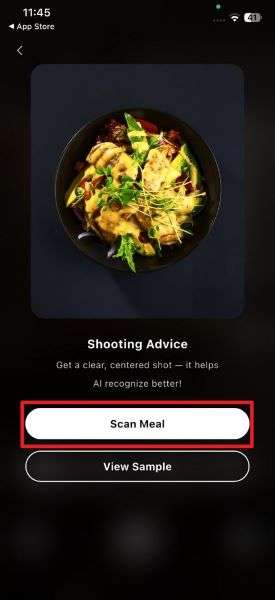 choose scan meal button