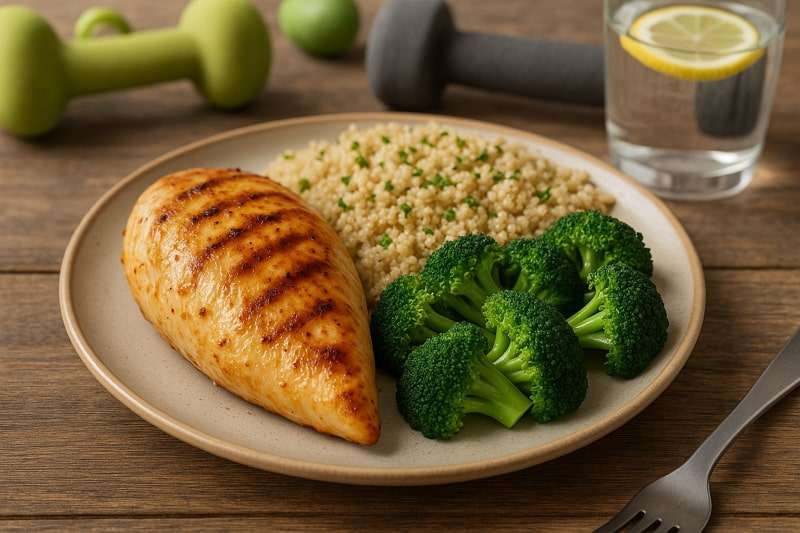 grilled chicken and broccoli platter