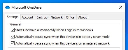 Disable Battery Saver mode in OneDrive on Windows
