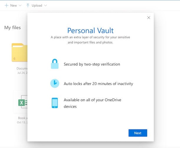 Setup OneDrive Personal Vault In OneDrive