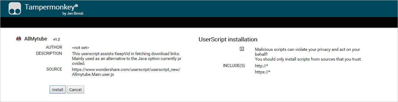 Install AllMyTube Download Extension to Browser - Install AllMyTube Userscript