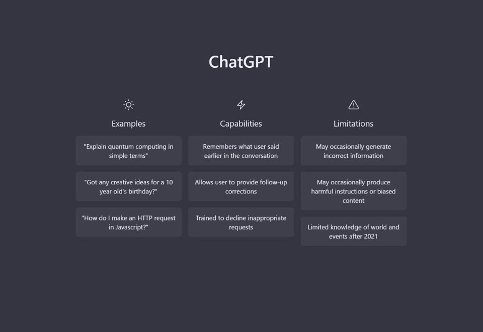 the interface of chatgpt 
