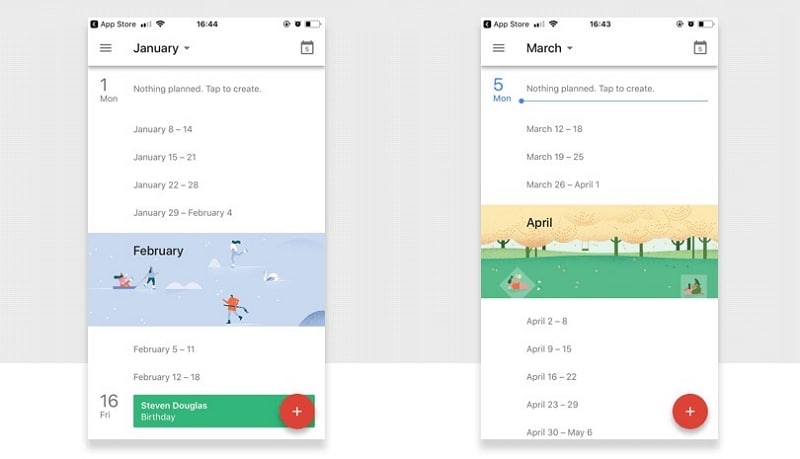 mobile calendar ui