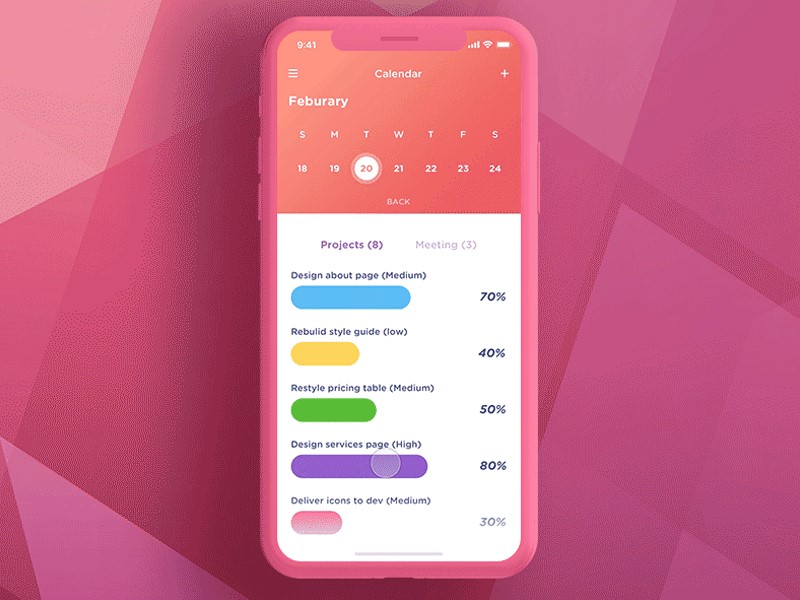 mobile calendar ui in dribbble