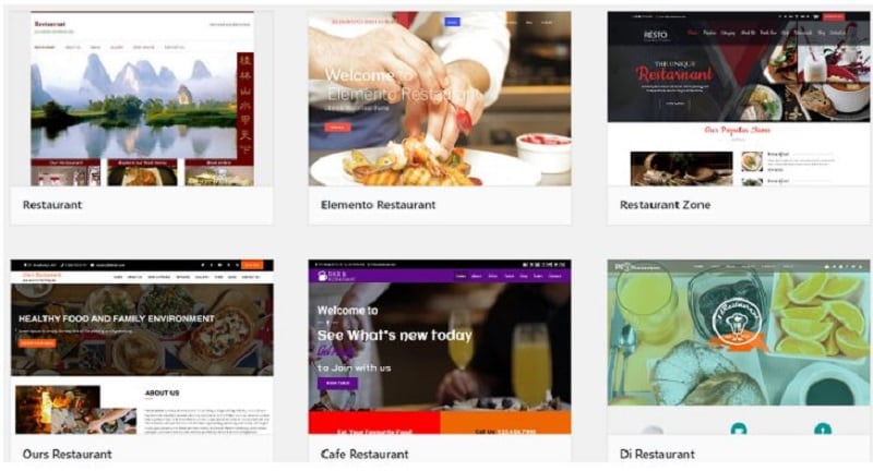 free restaurant website templates