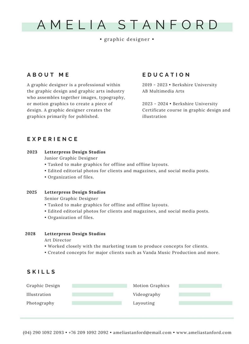 graphic designer resume