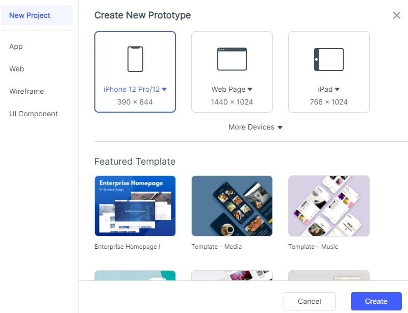 invision app prototype example