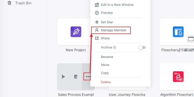 add member on project management page