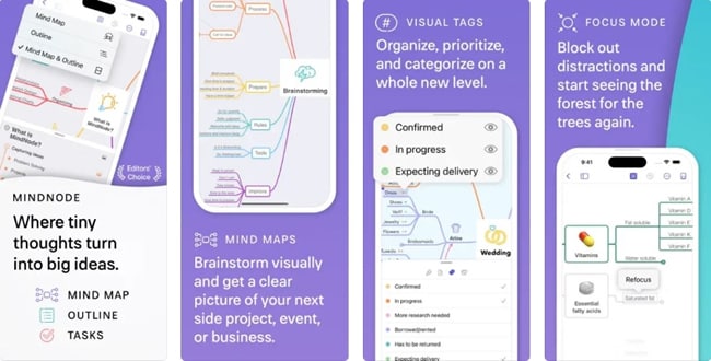 mindnode feature showcase on app store