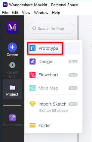 create a prototype from mockitt