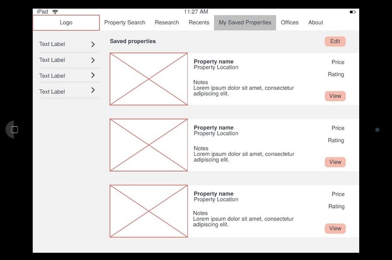 ipad wireframe