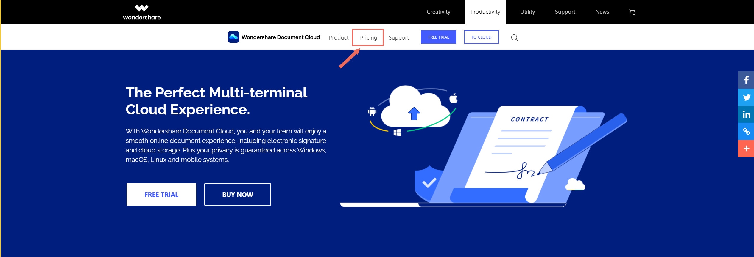 click pricing button