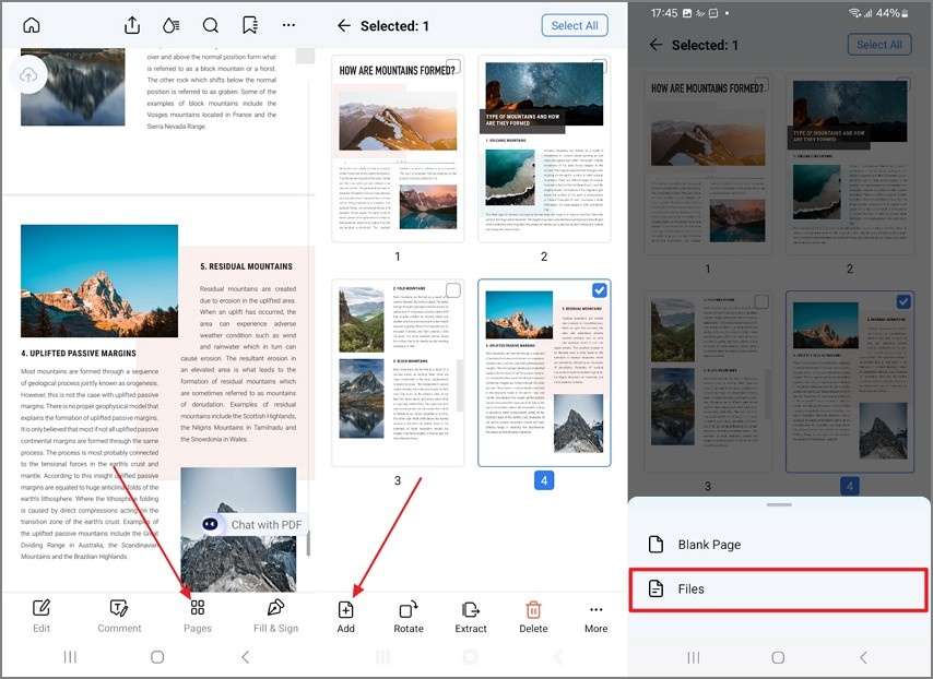 tap pages icon and add files
