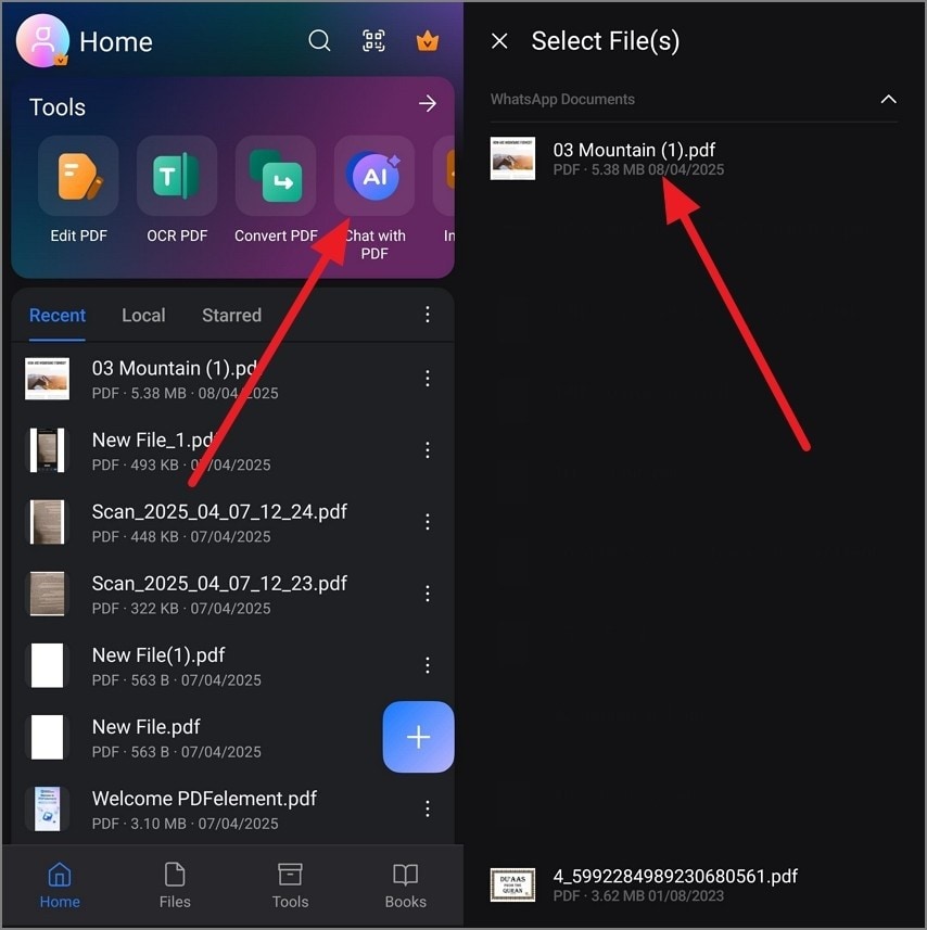 access chat with pdf feature
