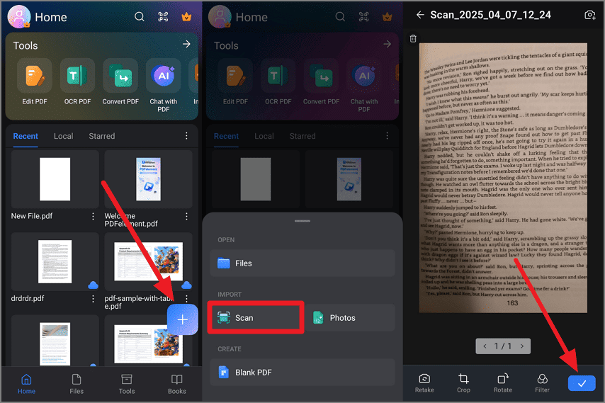 import pdf using camera scanner