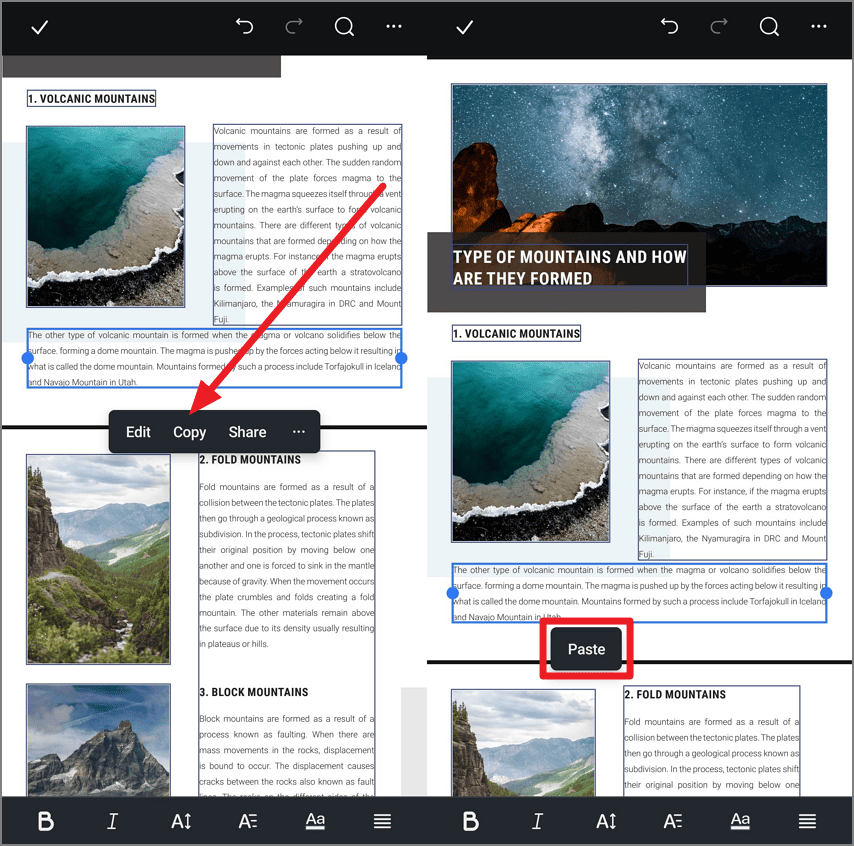 copy and paste pdf text