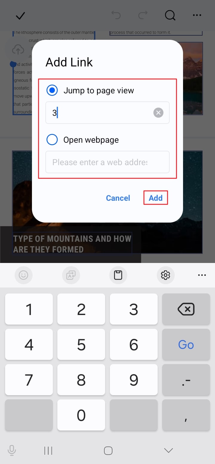 paste link pdf android
