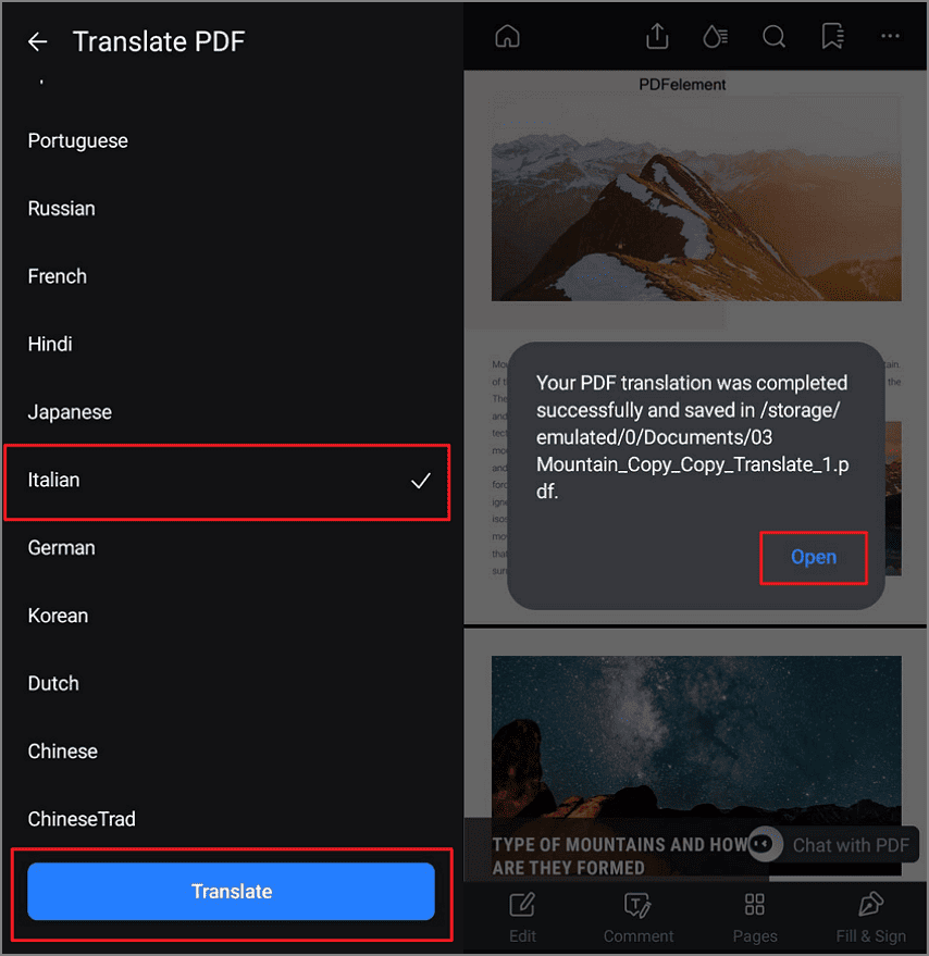 select language and hit translate