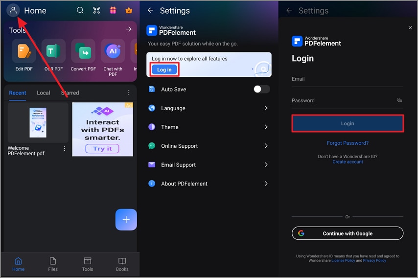 login after adding credentials to app