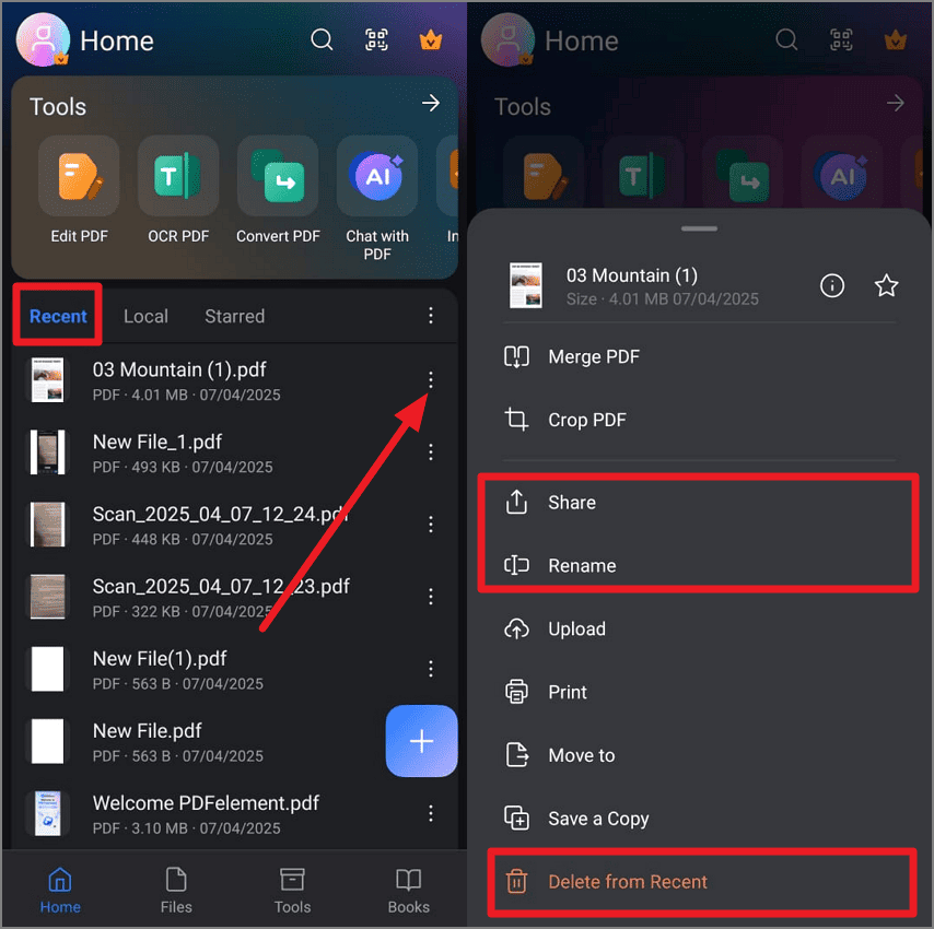 expand file management menu