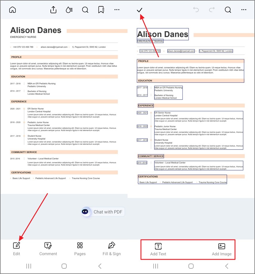edit template and save results
