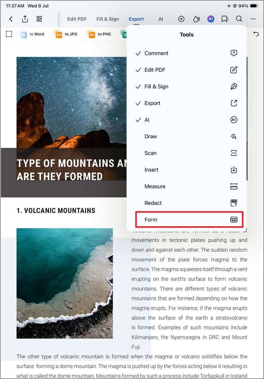 navigate form tool ios