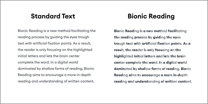 understanding bionic reading format