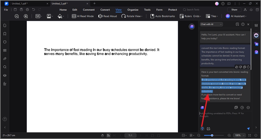 paste bionic text to blank pdf