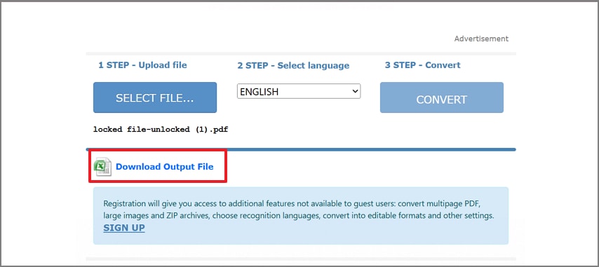 download excel output file