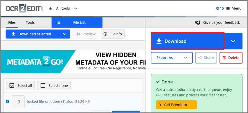 download excel ocr file