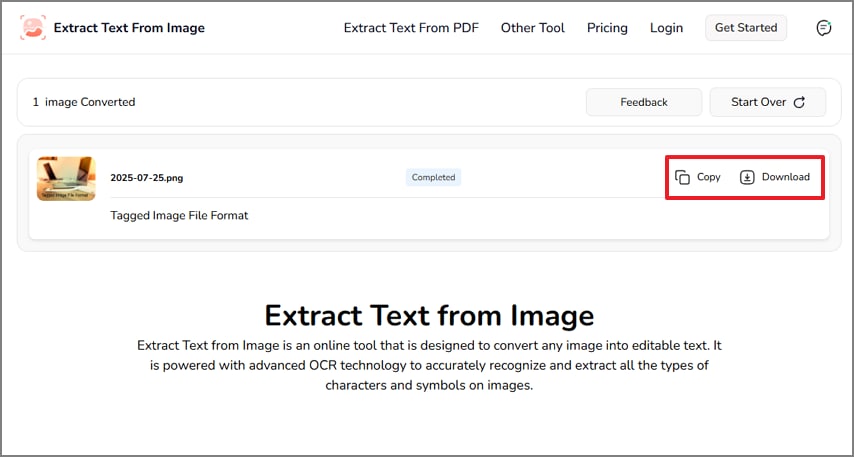 download results ocr detection online