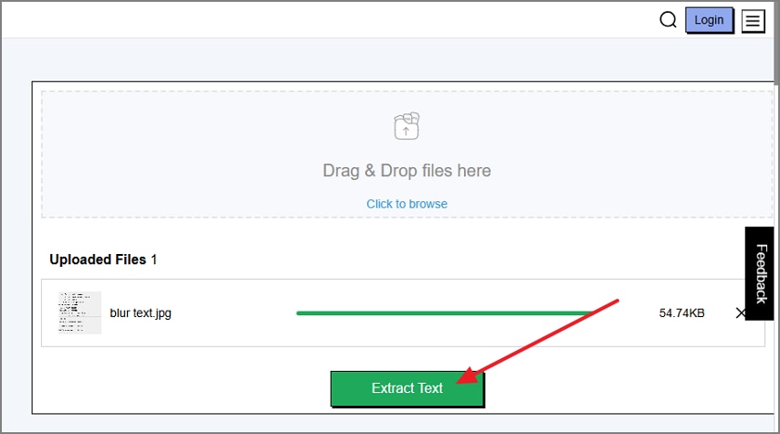 upload image click extract text button