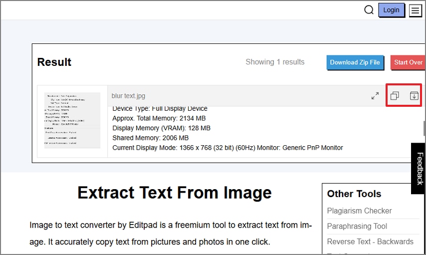 copy extract image from text results