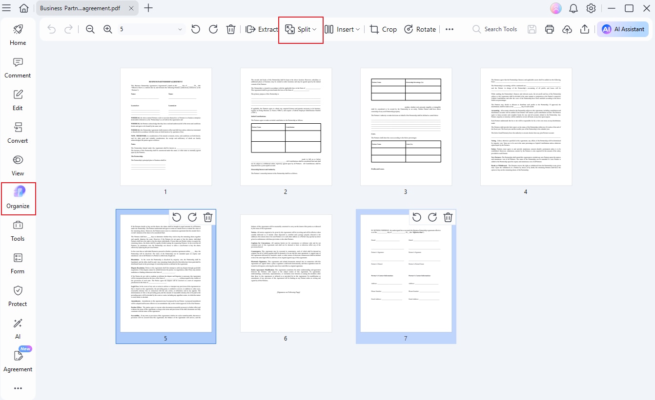 split feature of wondershare pdfelement