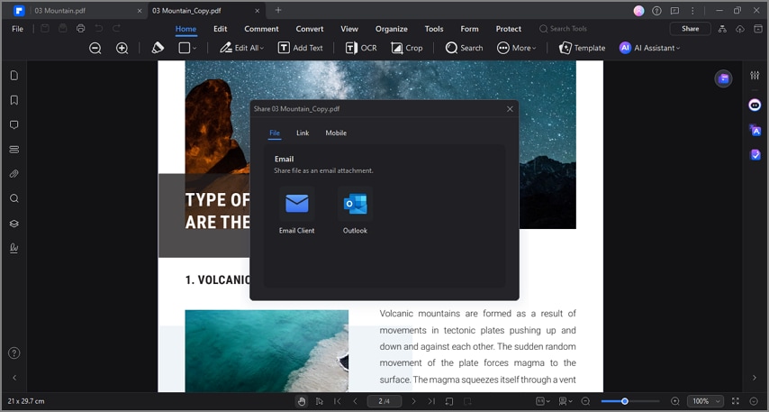 pdfelement export and share feature