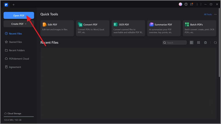launch pdfelement open pdf document