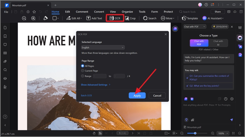 apply ocr pdf document pdfelement
